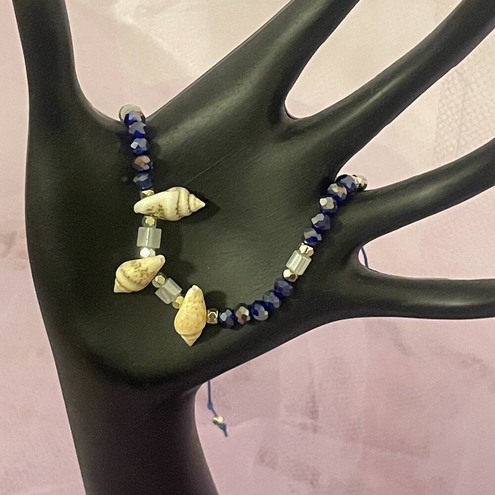 Beachy Blue Anklet with Shells
